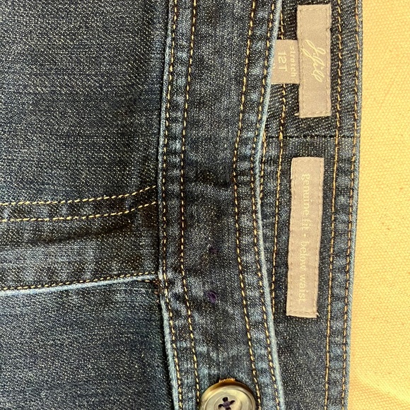 J JILL dkblue Jeans. Cuffed Capris, 12T tall. Genuine fit below the waist. Cute! - Picture 6 of 6